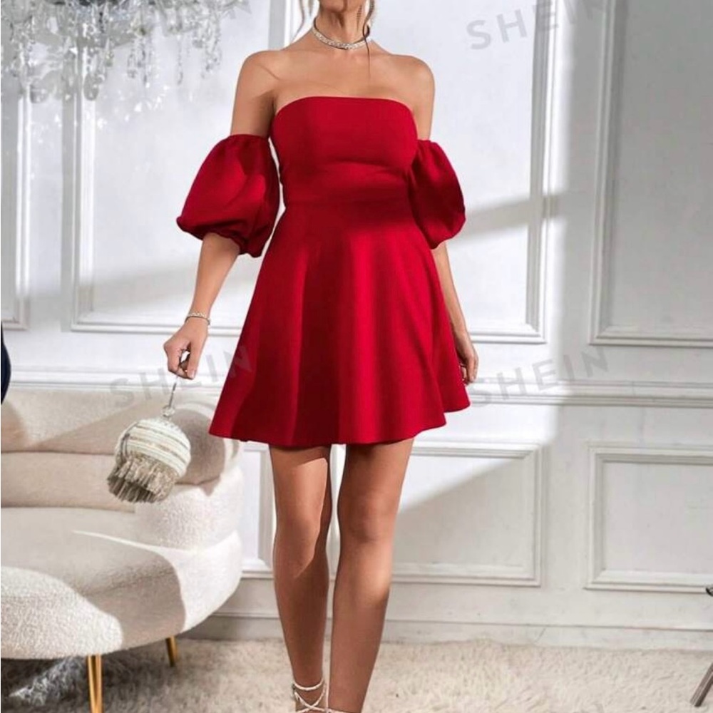 Holiday Red Off-Shoulder Dress